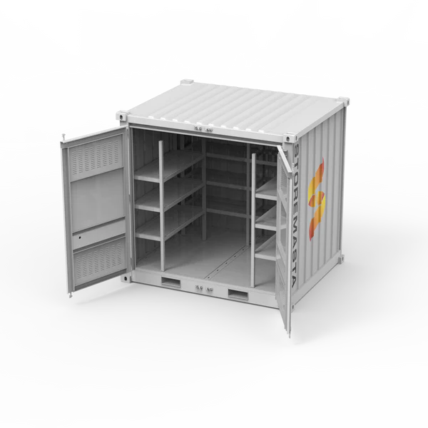 10ft Dangerous Goods Container With Storage Module - Perimeter Racking, 4 Levels, Adjustable