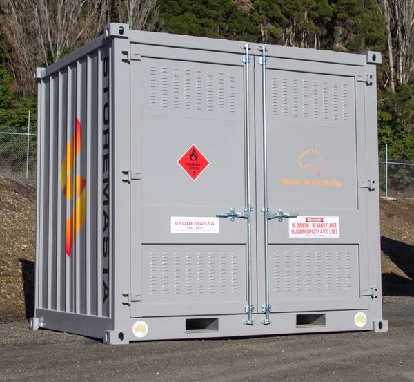 10ft Dangerous Goods Container With Storage Module - Perimeter Racking, 4 Levels, Adjustable