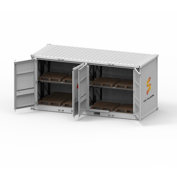 20ft Dangerous Goods Container With Storage Module - Single Level Adjustable Mid Rack