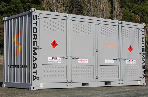 20ft Dangerous Goods Container With Storage Module - Single Level Adjustable Mid Rack