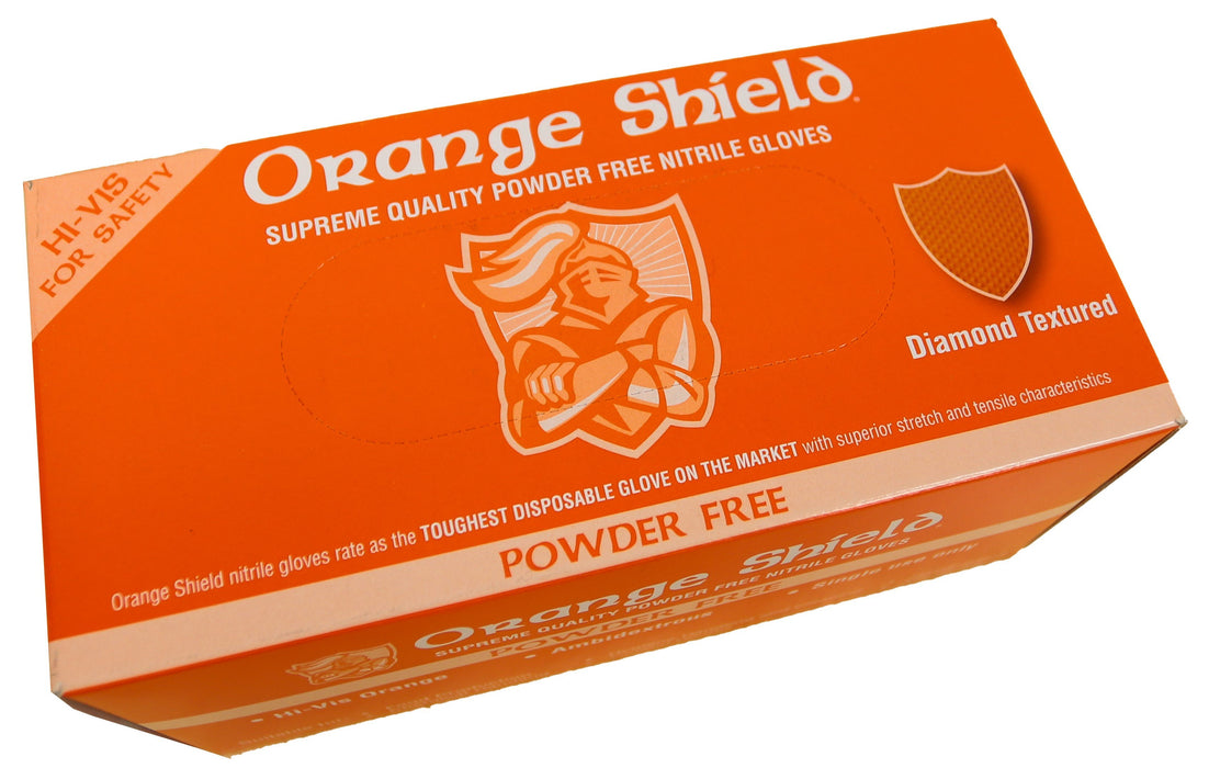 Orange Shield Heavy Duty Nitrile with Diamond Grip, Box 100