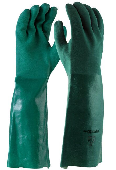Maxisafe Green Double-Dipped PVC Gauntlet - 45cm