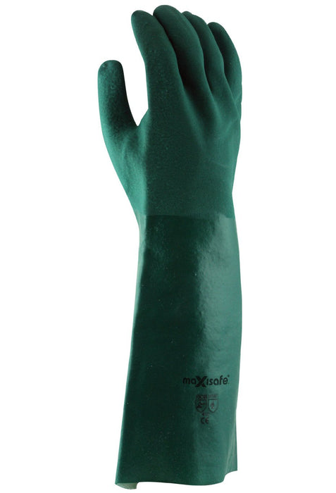 Maxisafe Green Double-Dipped PVC Gauntlet - 45cm