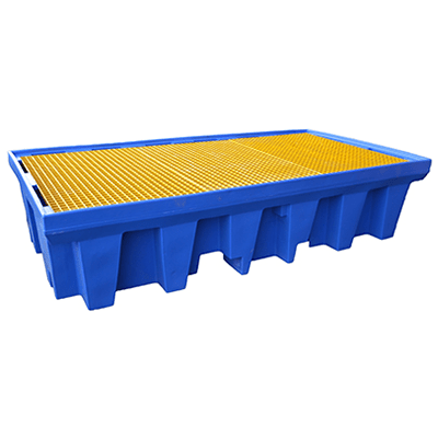 Polyethylene 2 X 1000L Bund – 2550 L X 1350 W X 580mm H – Capacity : 1300L