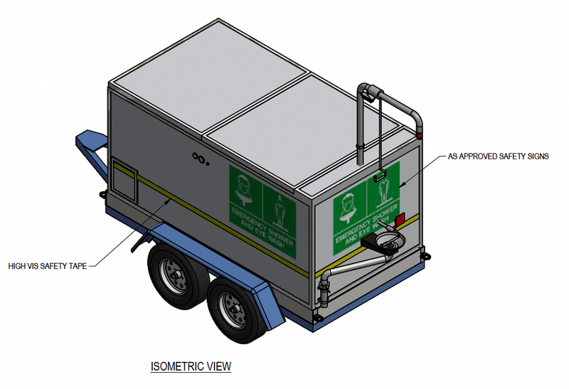 Portable Safety Shower & Eyewash 1500L with 2 x 120 Watt Solar Power - Trailer Mounted