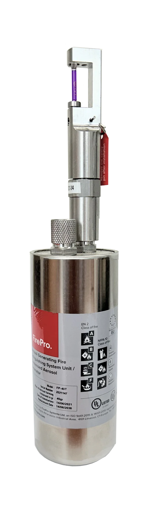 Dangerous Goods Fire Suppression System - BTA - Non-Monitored - Extra Small