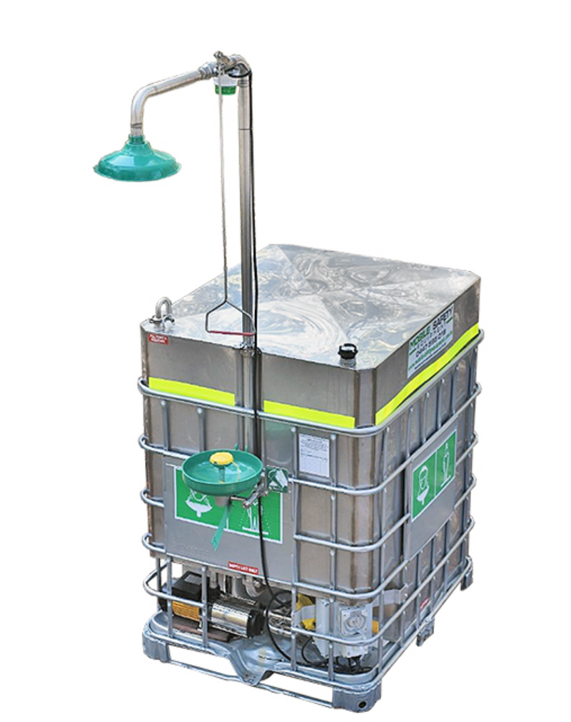 Portable Safety Shower & Eyewash 1250L With Solar Power & Insulation