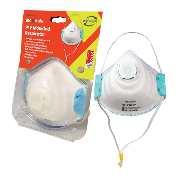 P1 Moulded Respirator with Valve, card of 3