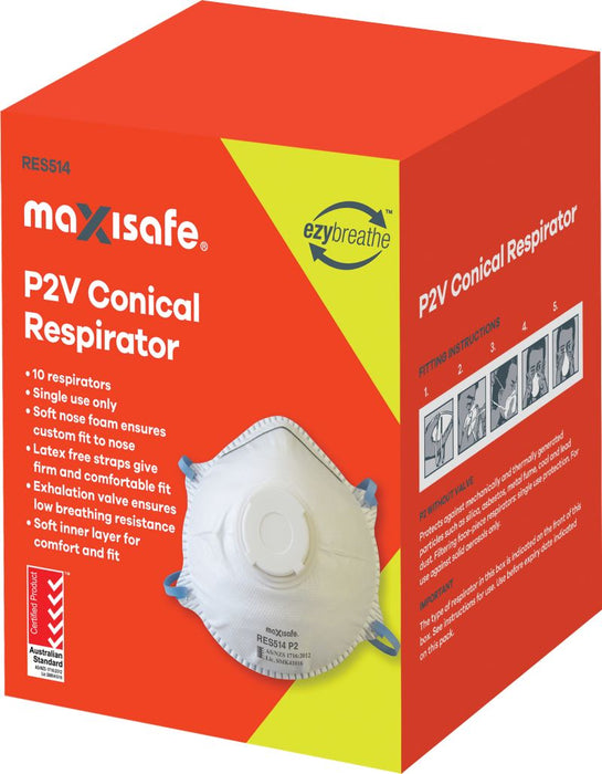 P2 Conical Respirator with Valve, Box 10