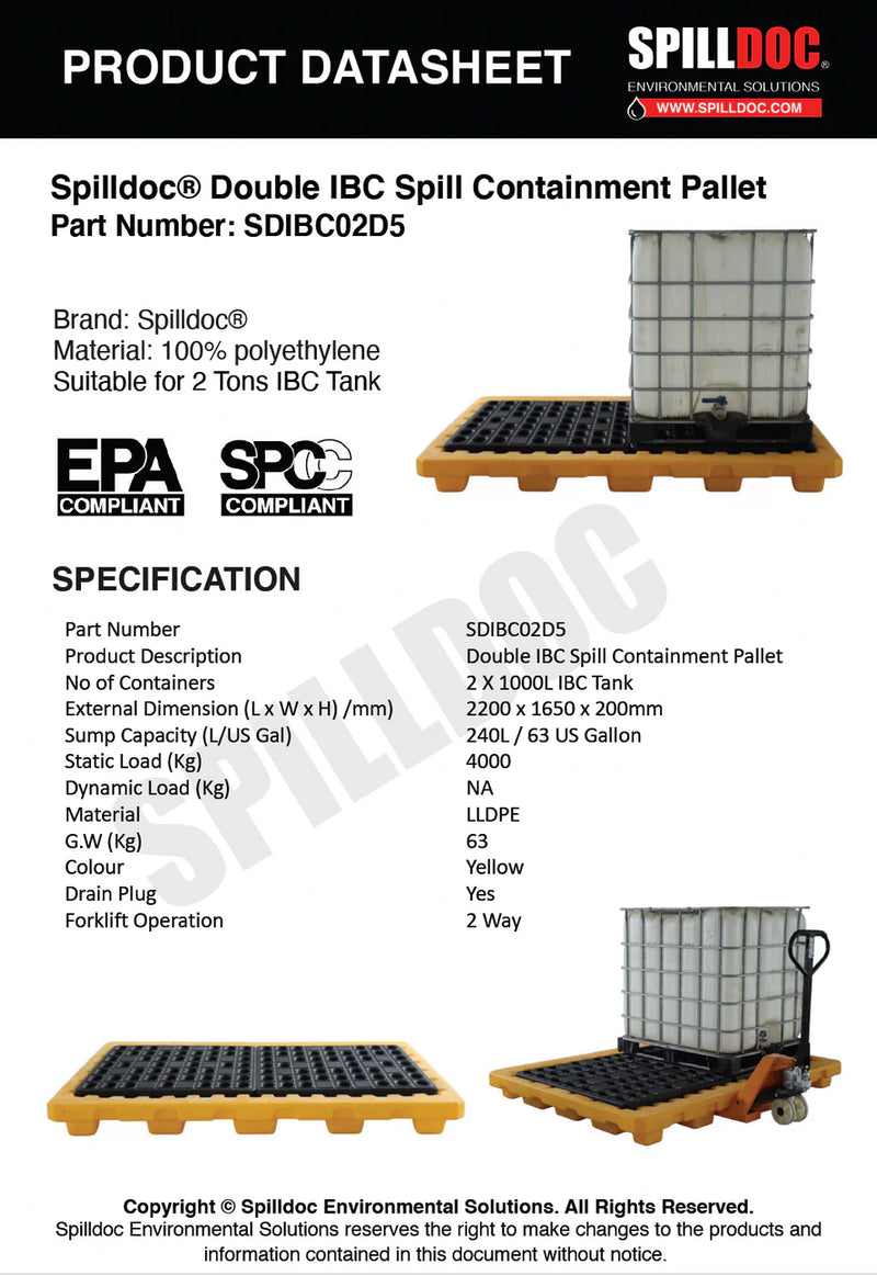 Spilldoc® Double IBC Spill Pallet SDIBC02L