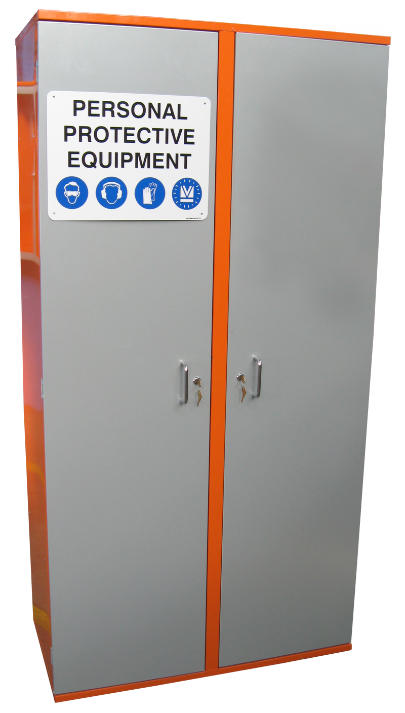 PPE Storage Cabinet - Double Door (with hanging rail)